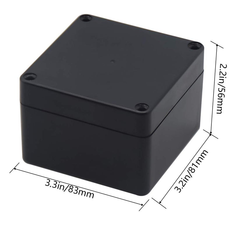 Zulkit Junction Box, Zulkit Project Box IP65 Waterproof Outdoor Box ABS Plastic Electrical Boxes Electronic Enclosure Black 3.27 x 3.19 x 2.20 inch (83 x 81 x 56mm)(Pack of 2) - Image 2